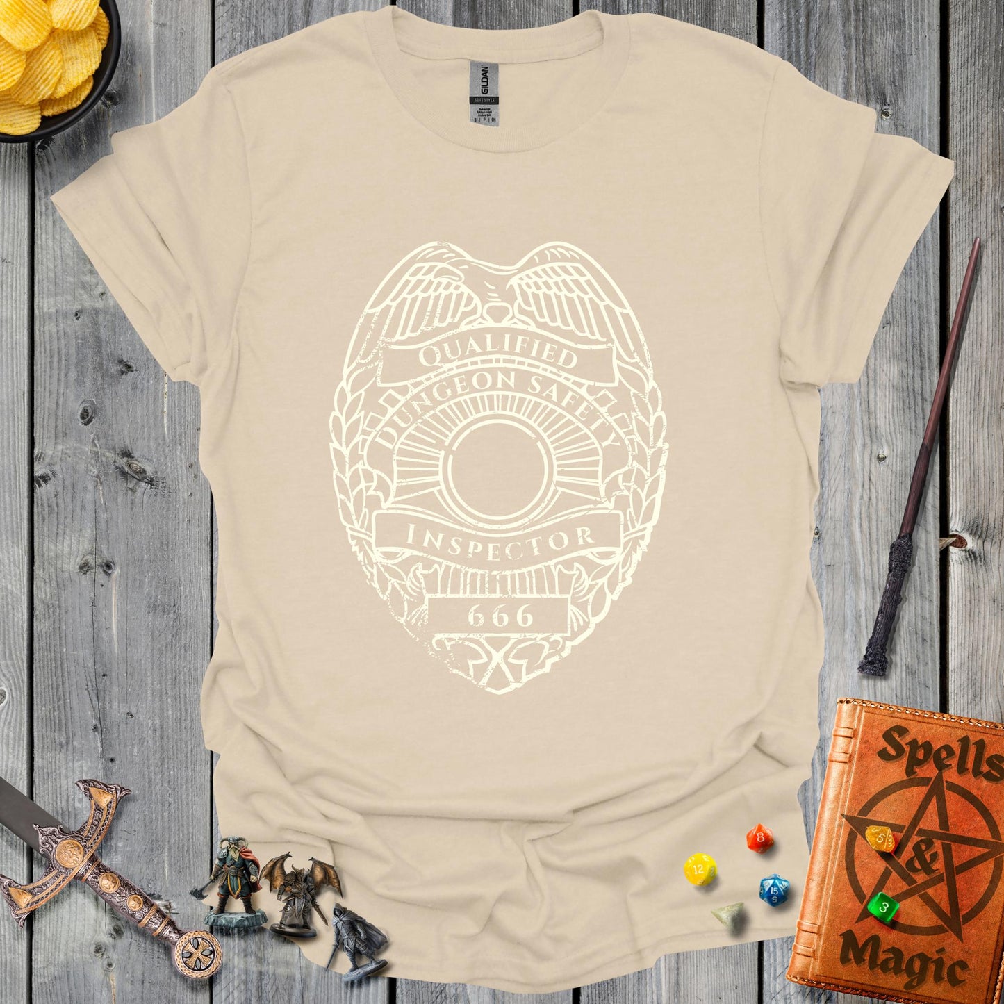 Qualified dungeon safety inspector - white badge - Sand