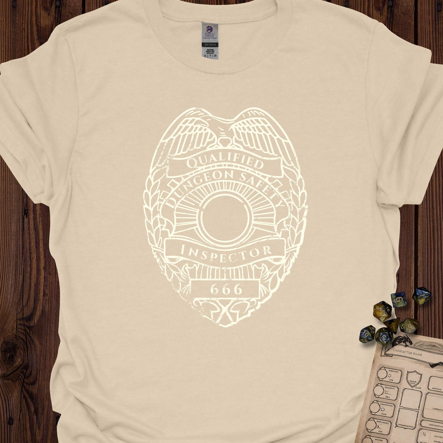 Qualified dungeon safety inspector - white badge - Sand