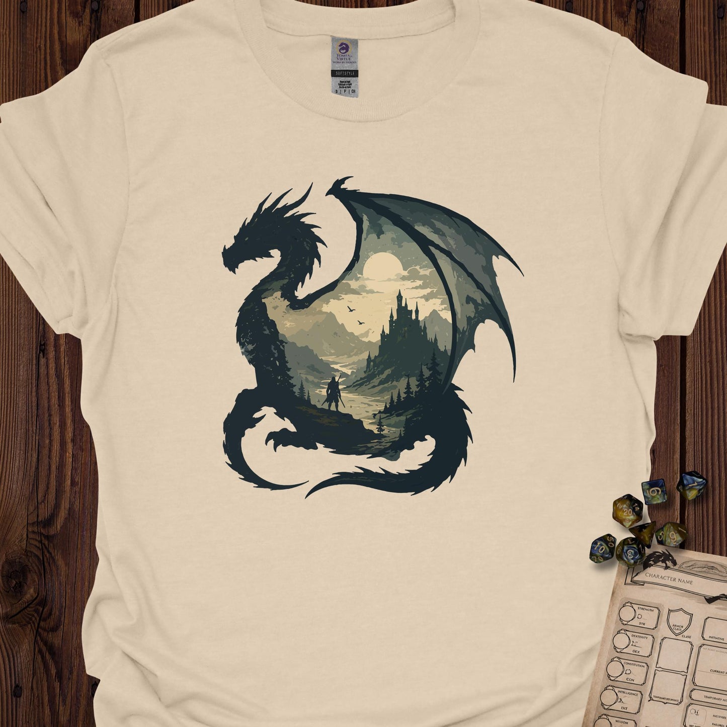 Dragon silhouette with adventure landscape inside - Sand