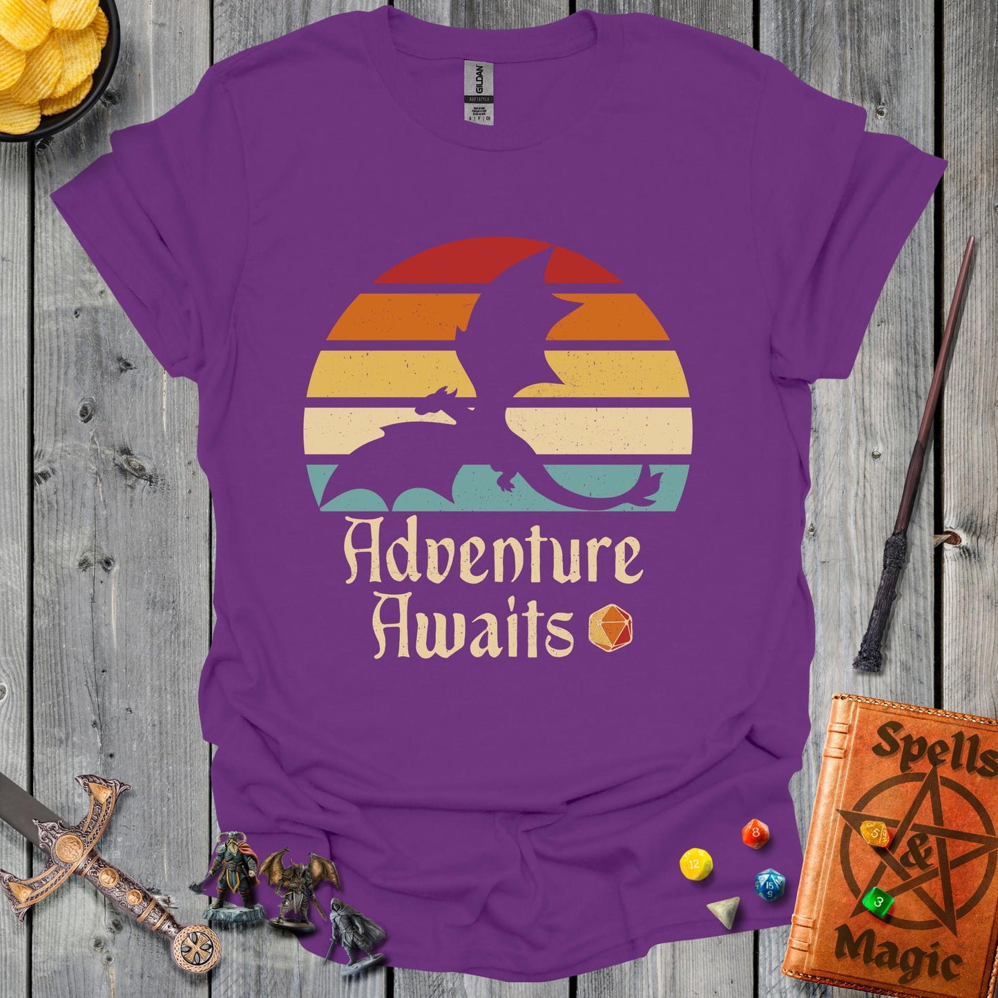 Adventure awaits - Retro sun - Purple