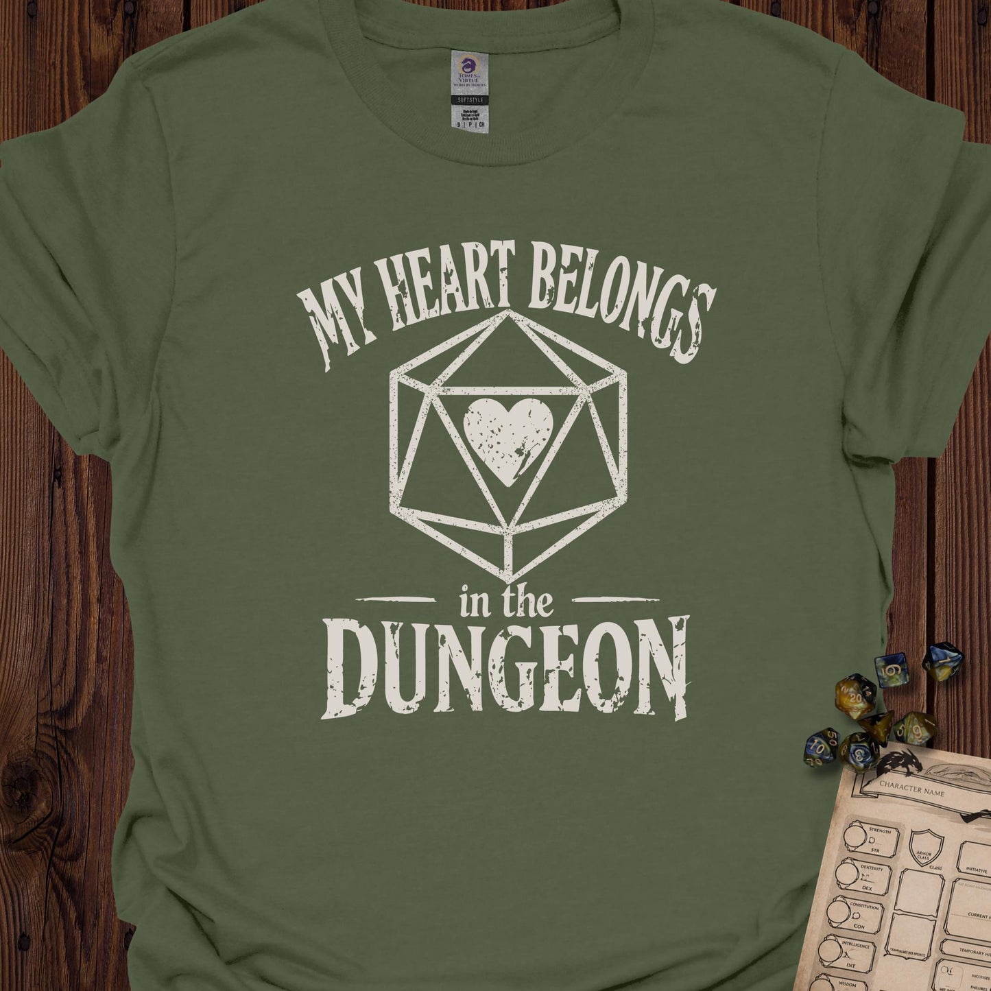 My Heart Belongs in the Dungeon - MilitaryGreen