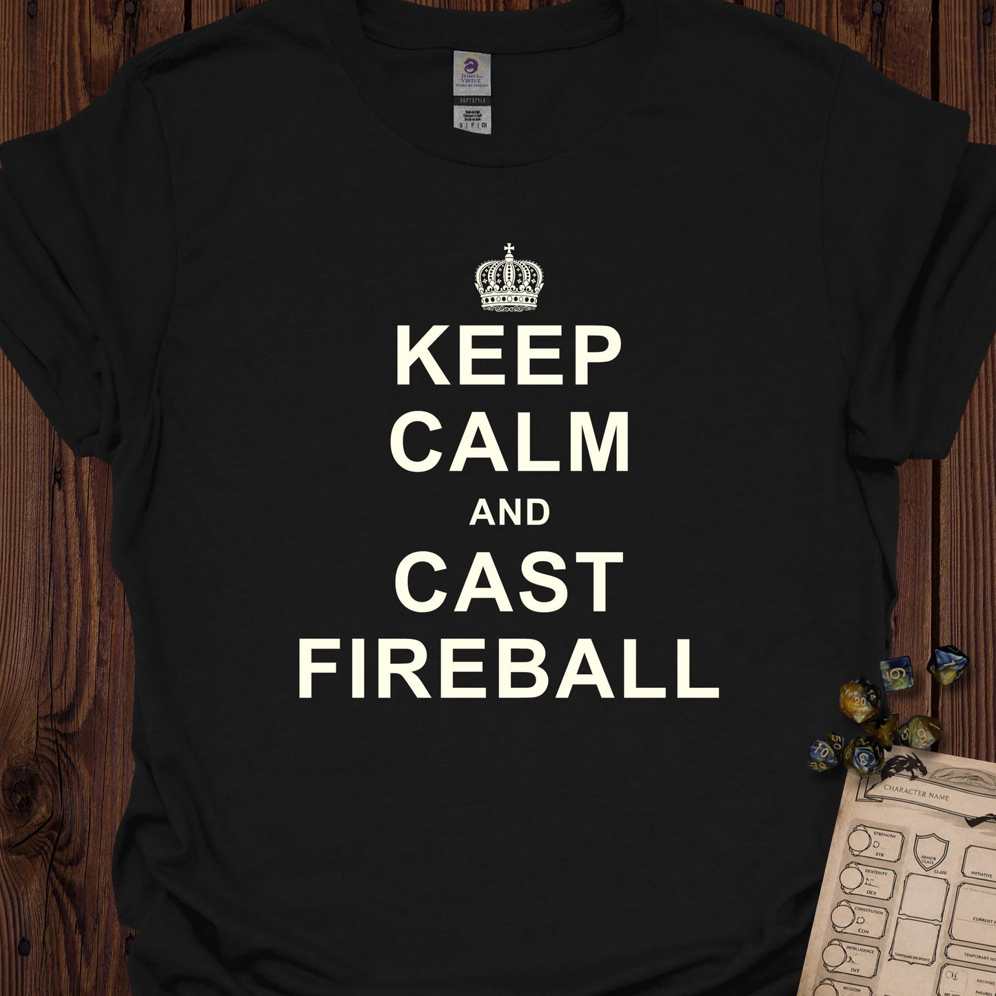 Keep Calm and Cast Fireball - Black