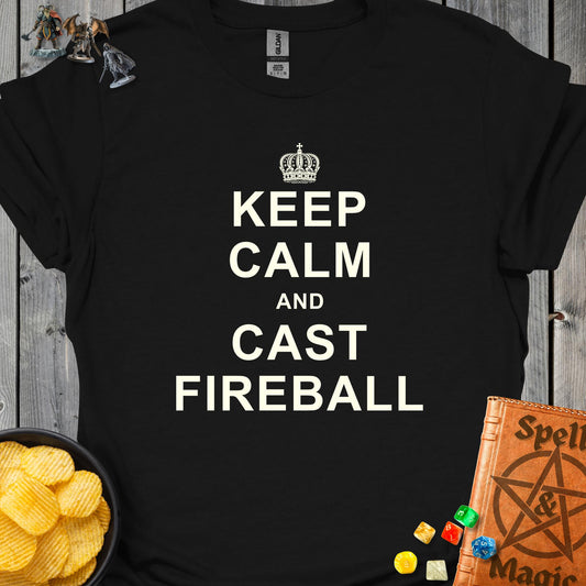 Keep Calm and Cast Fireball - Black