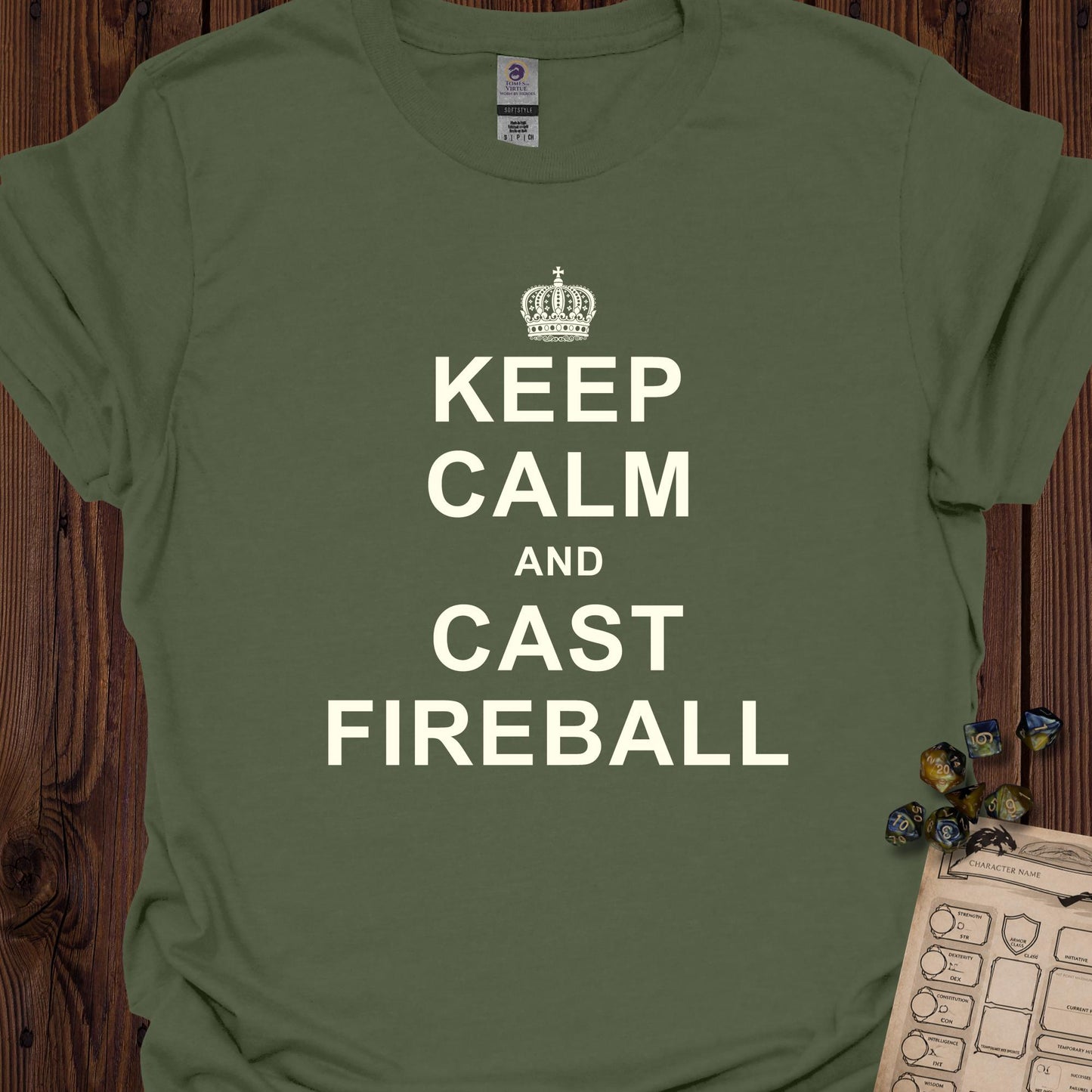 Keep Calm and Cast Fireball - MilitaryGreen