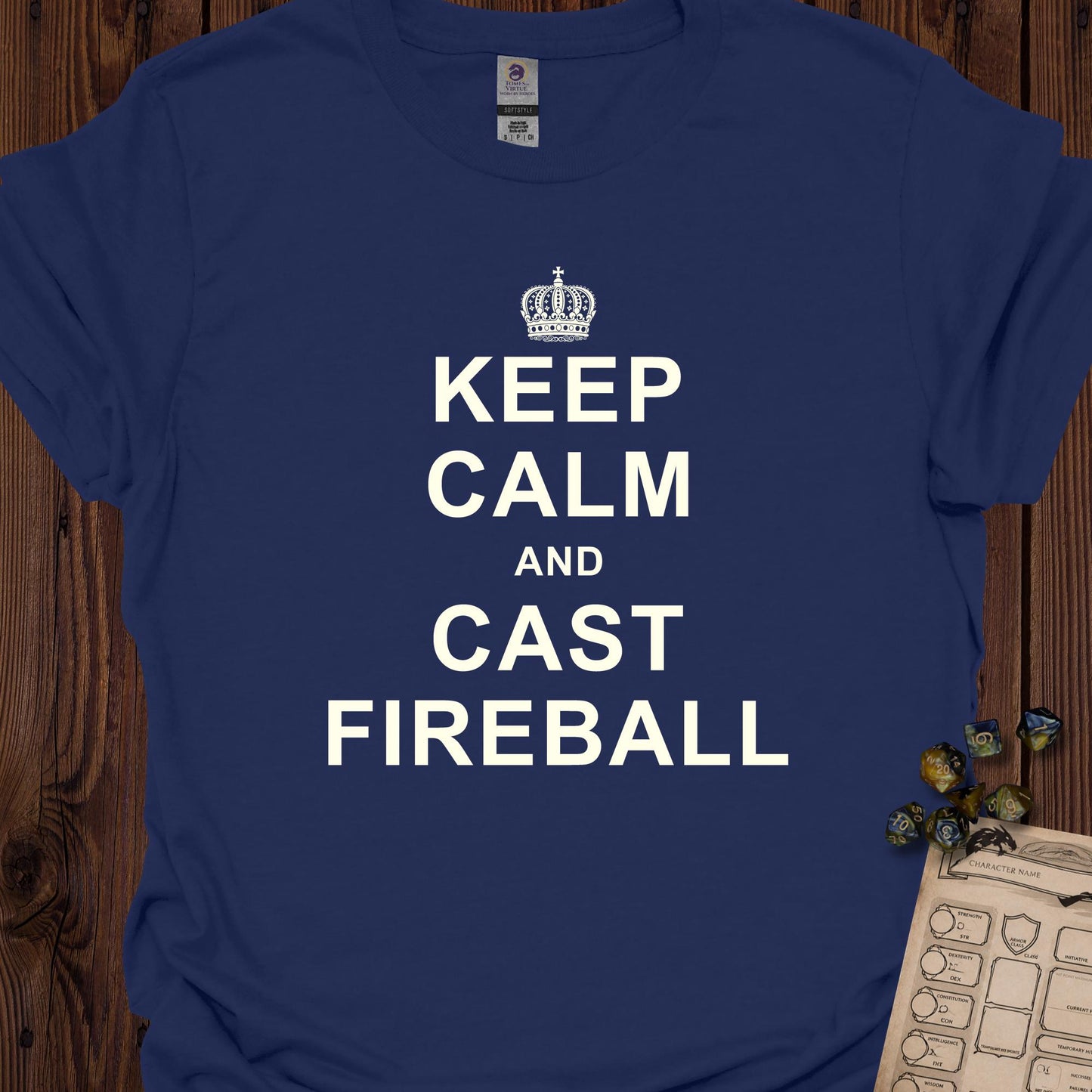 Keep Calm and Cast Fireball - Navy