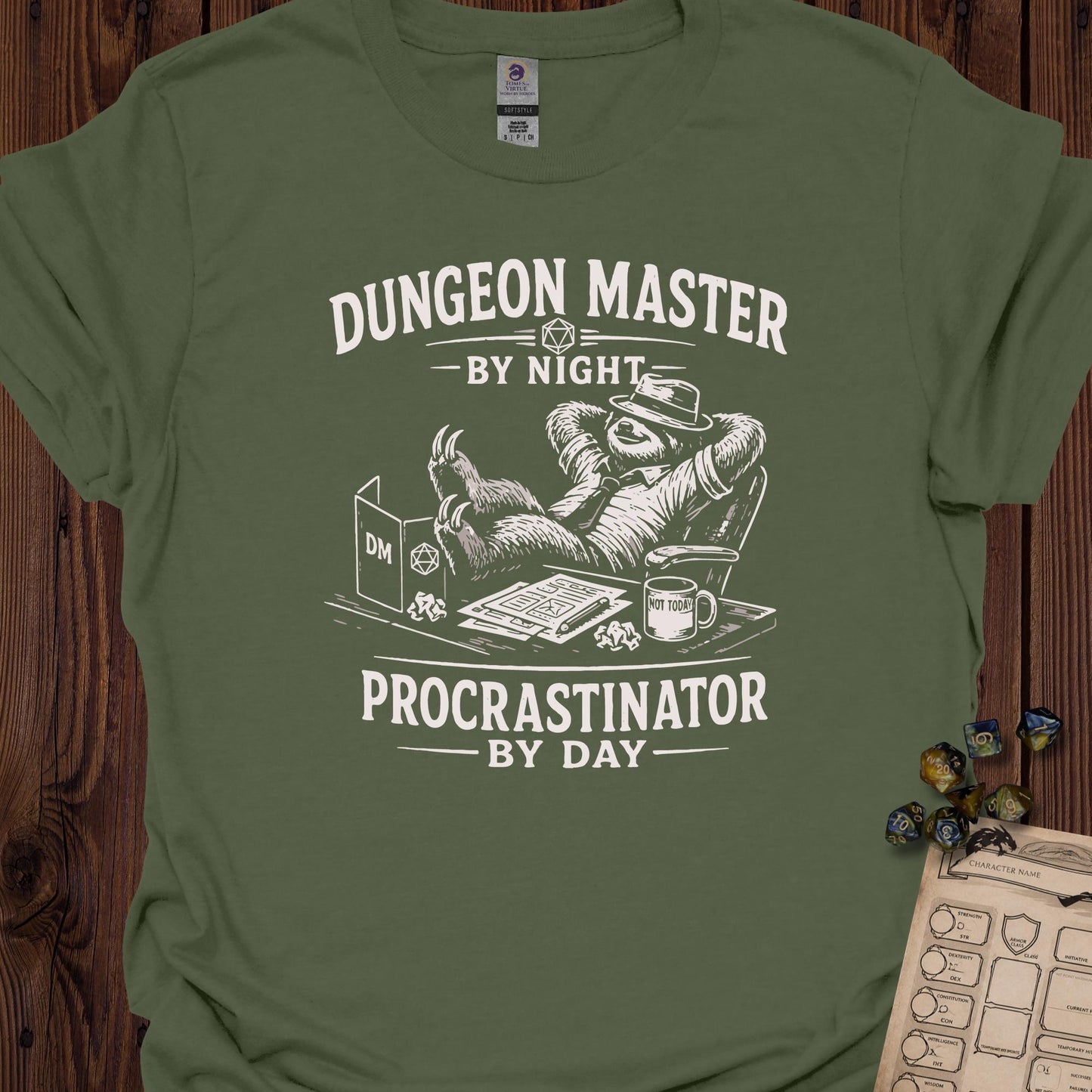Dungeon Master by Night, Procrastinator by Day - MilitaryGreen