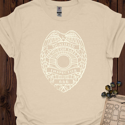 Qualified dungeon safety inspector - white badge - Sand