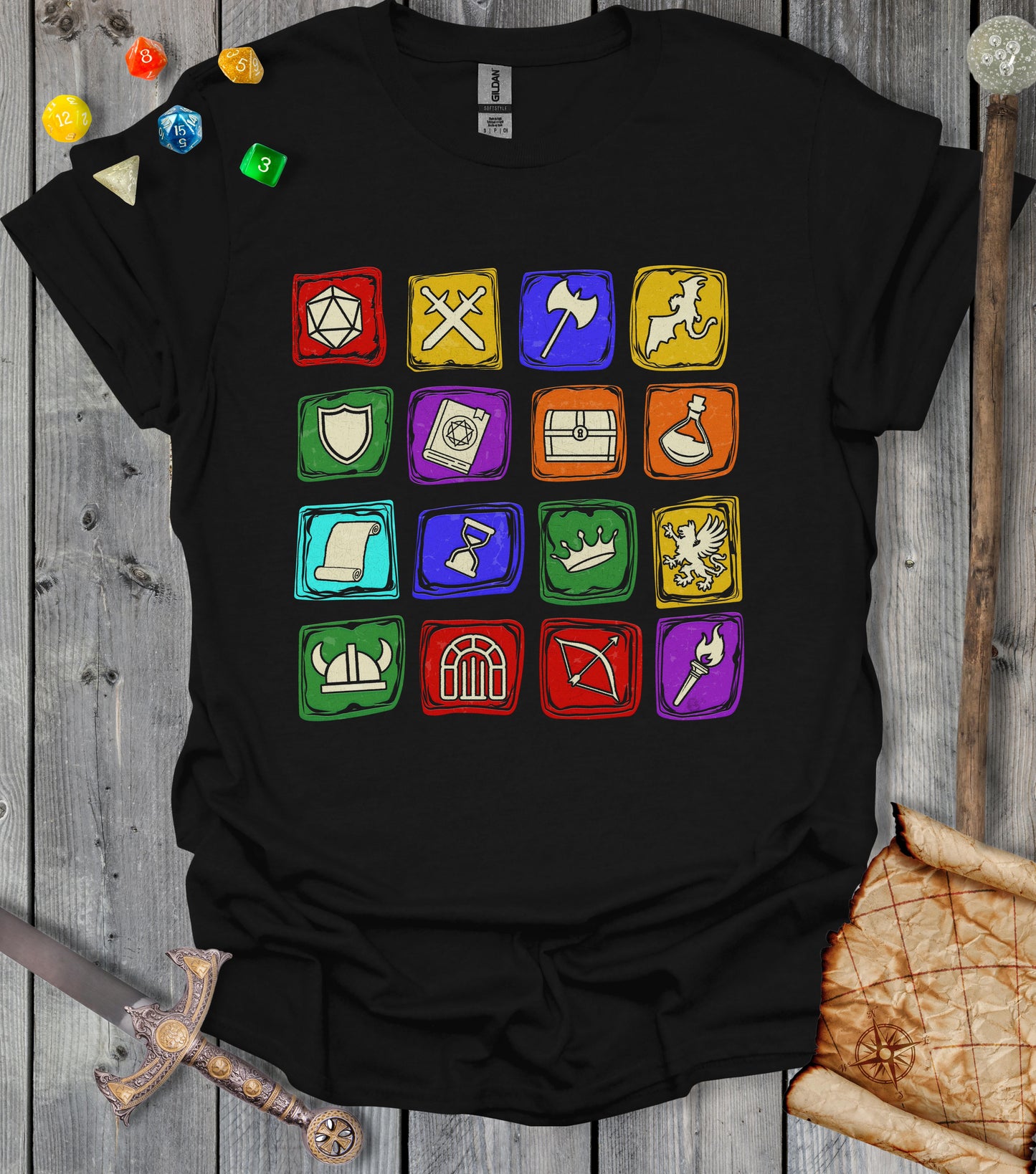 Adventure game icon grid - T-shirt