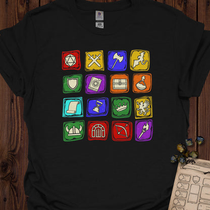 Adventure game icon grid - Black
