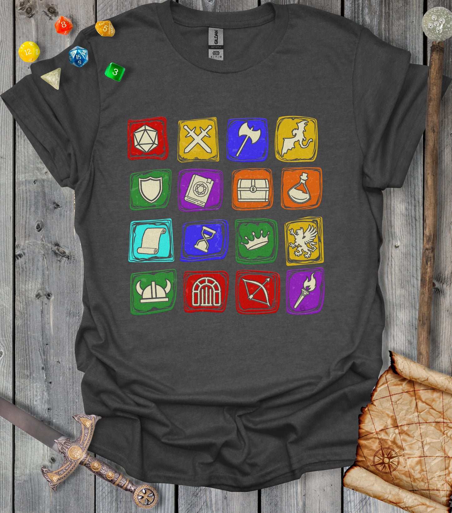 Adventure game icon grid - T-shirt