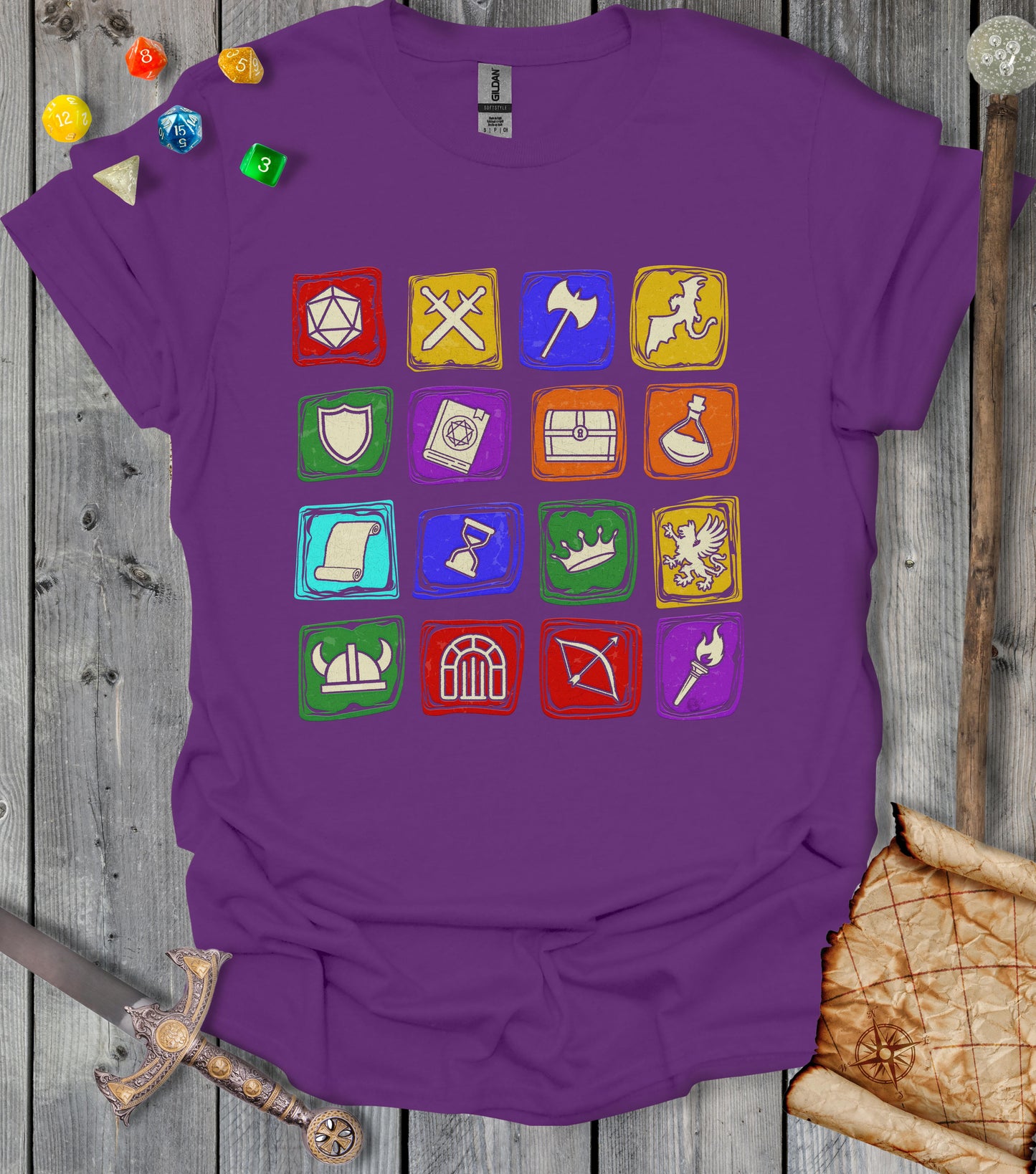 Adventure game icon grid - T-shirt