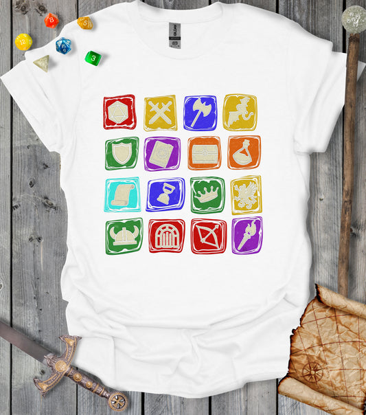 Adventure game icon grid - T-shirt