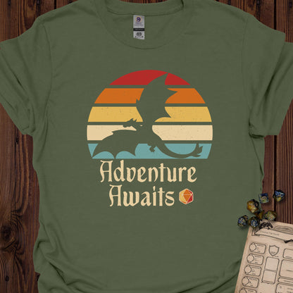 Adventure awaits - Retro sun - MilitaryGreen