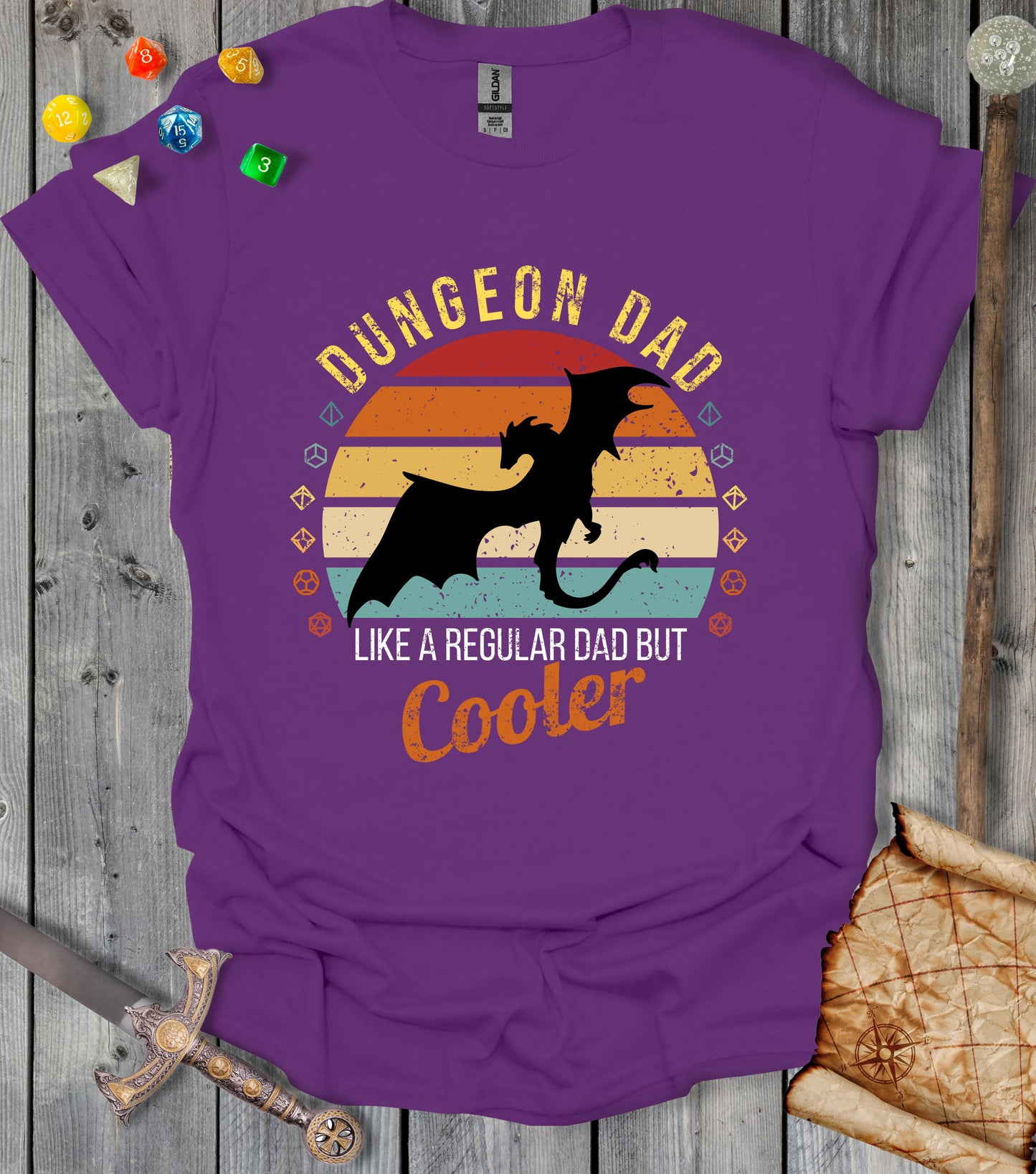 Dungeon dad - Retro sun - T-shirt