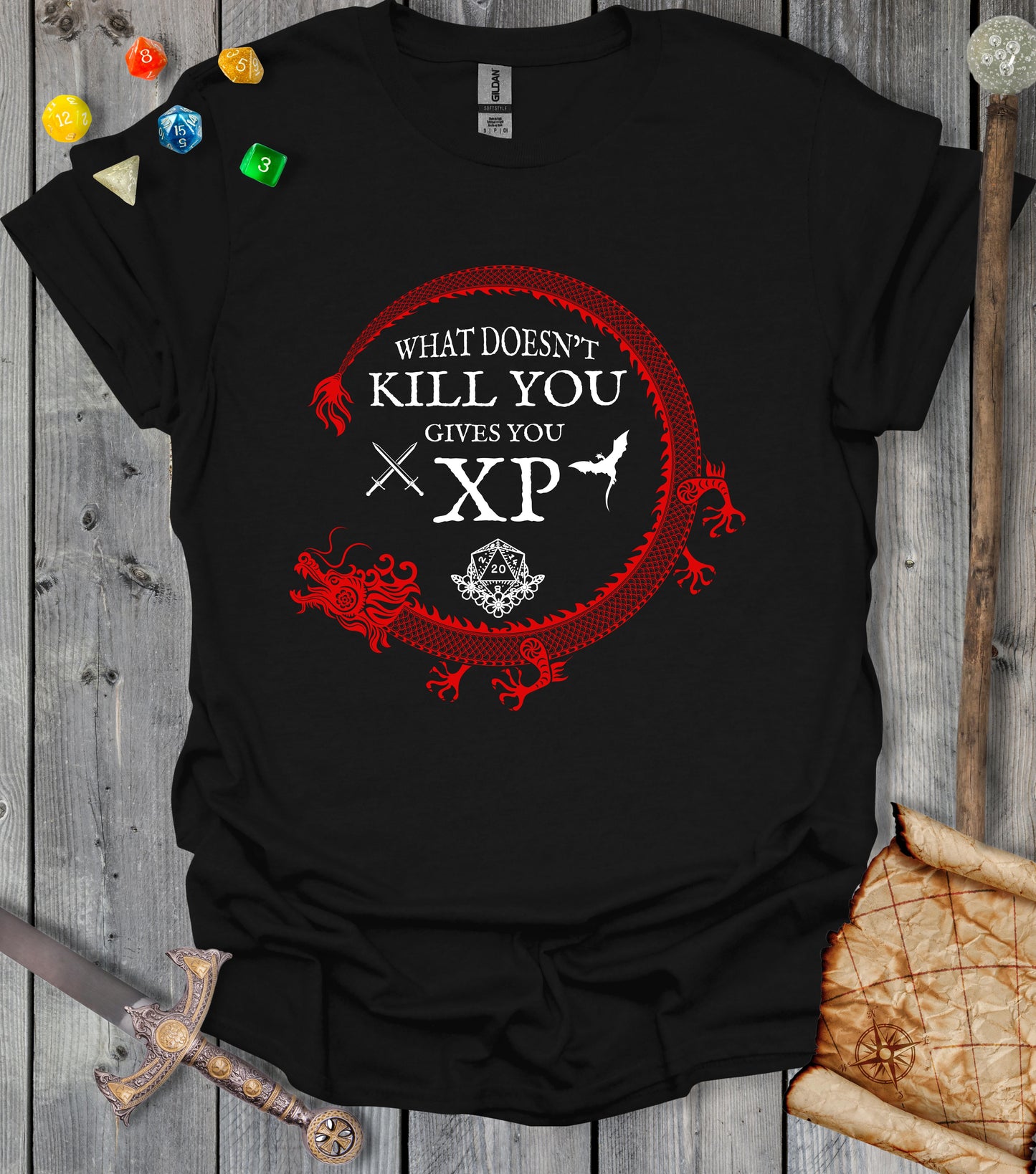 What doesn't kill you gives you XP - T-shirt