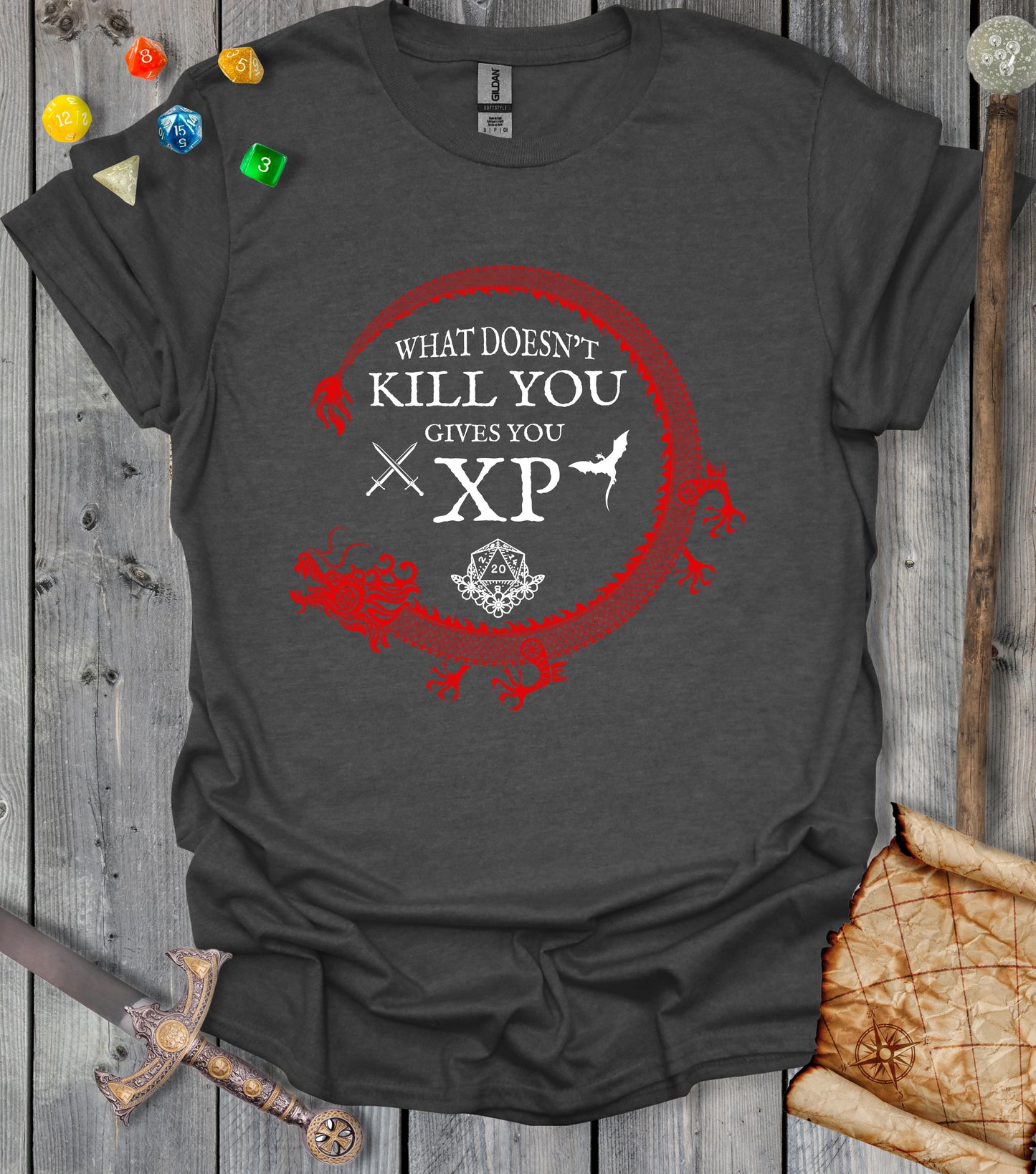 What doesn't kill you gives you XP - T-shirt