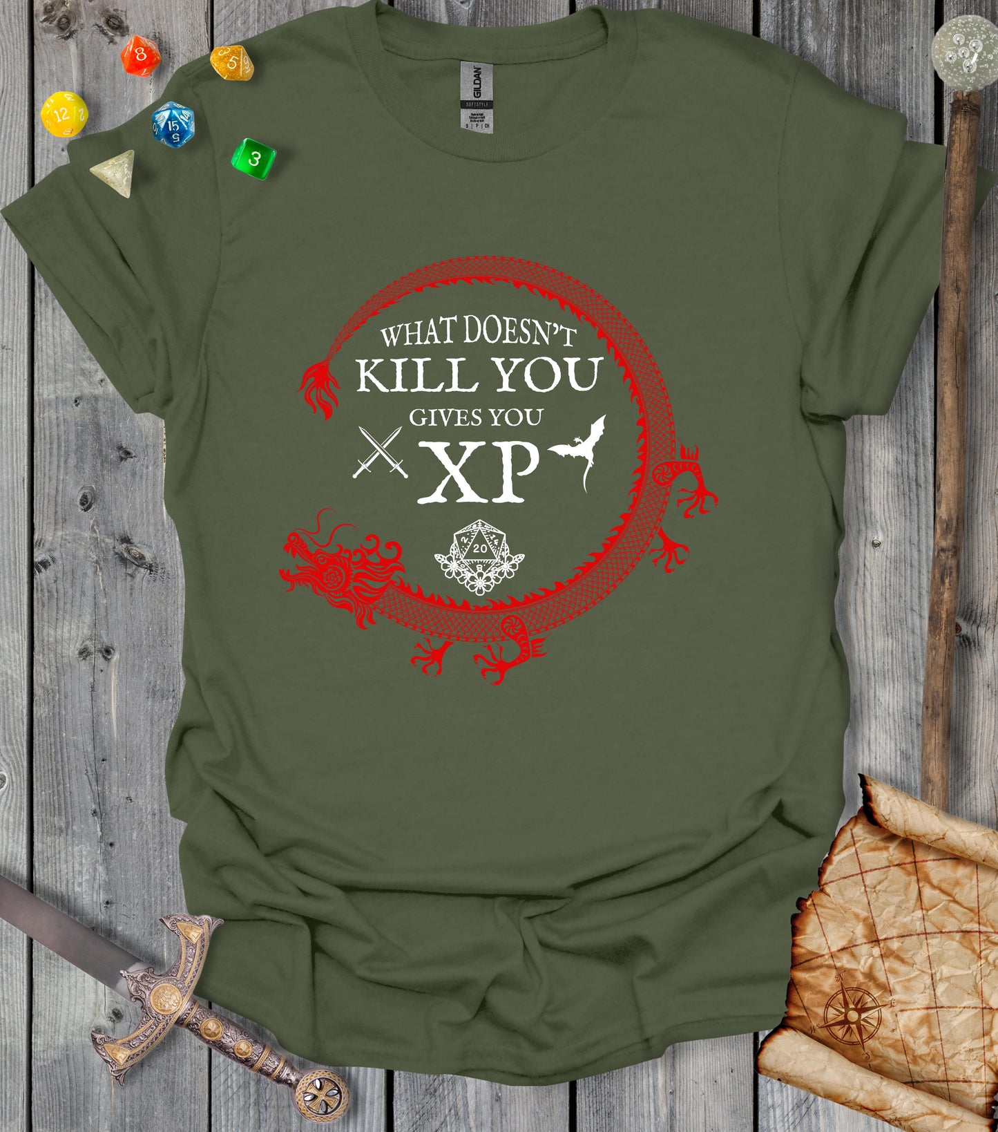 What doesn't kill you gives you XP - T-shirt