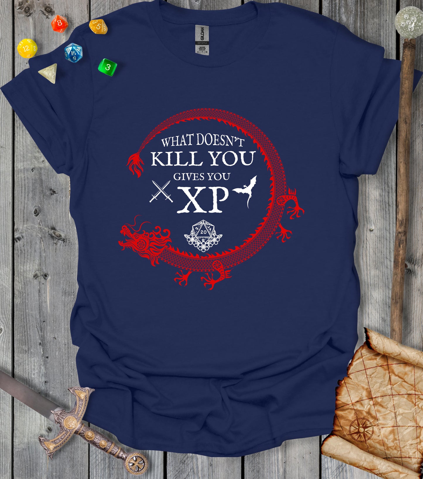 What doesn't kill you gives you XP - T-shirt