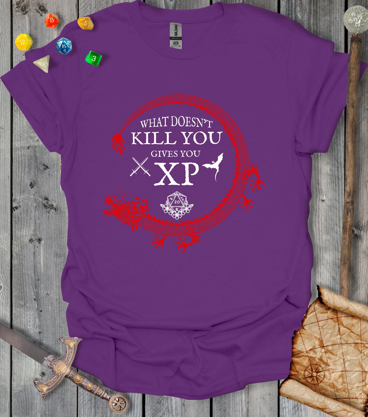 What doesn't kill you gives you XP - T-shirt