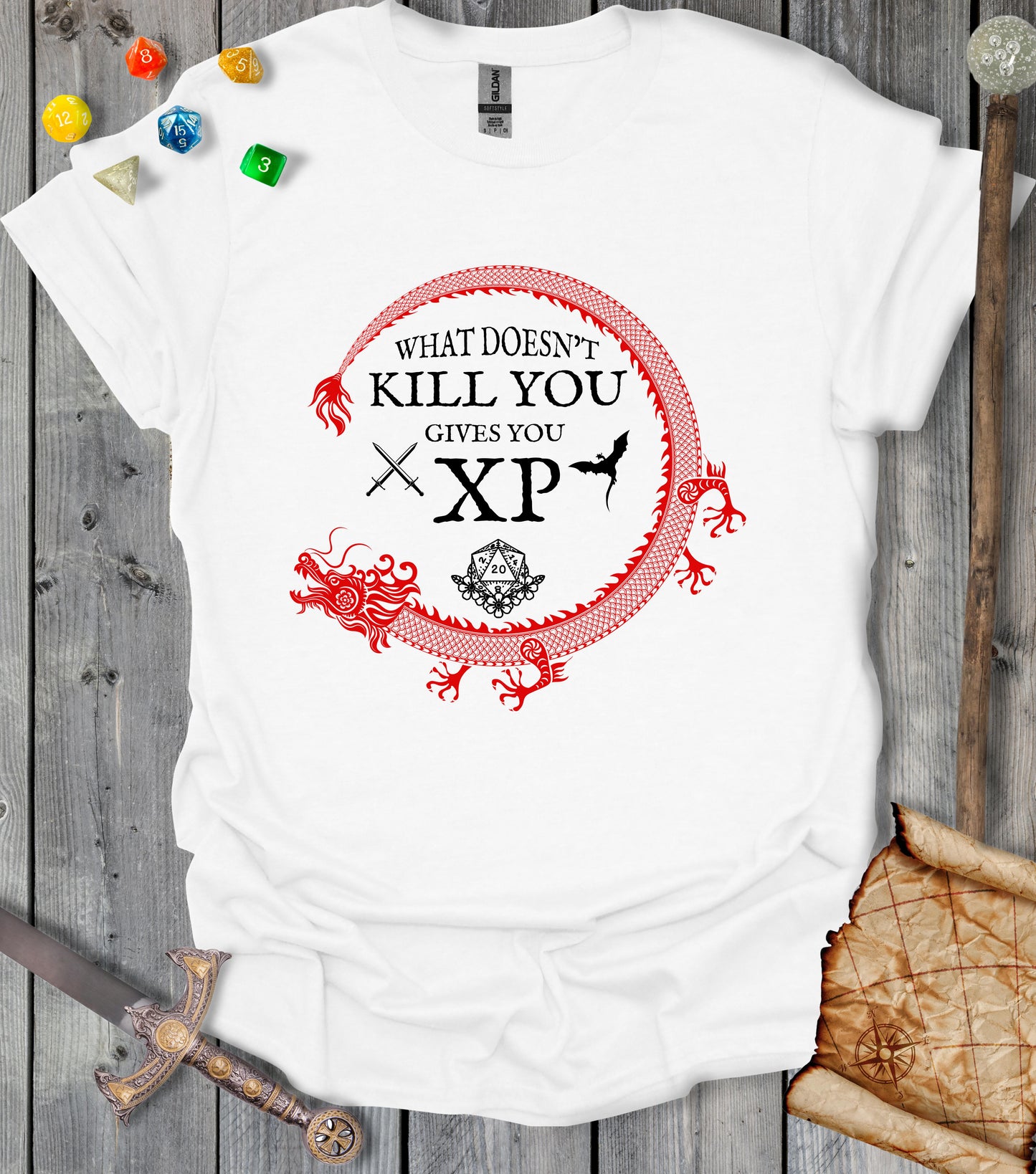 What doesn't kill you gives you XP - T-shirt