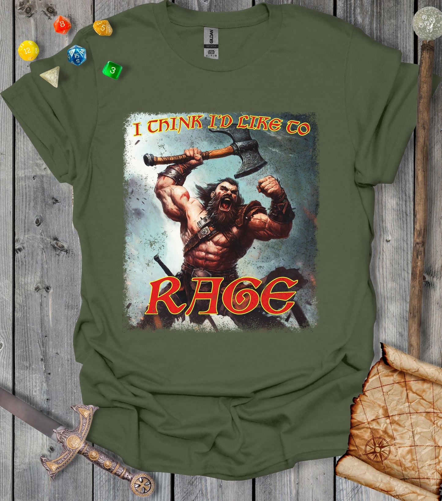 I think I'd like to RAGE - Raging barbarian - T-shirt