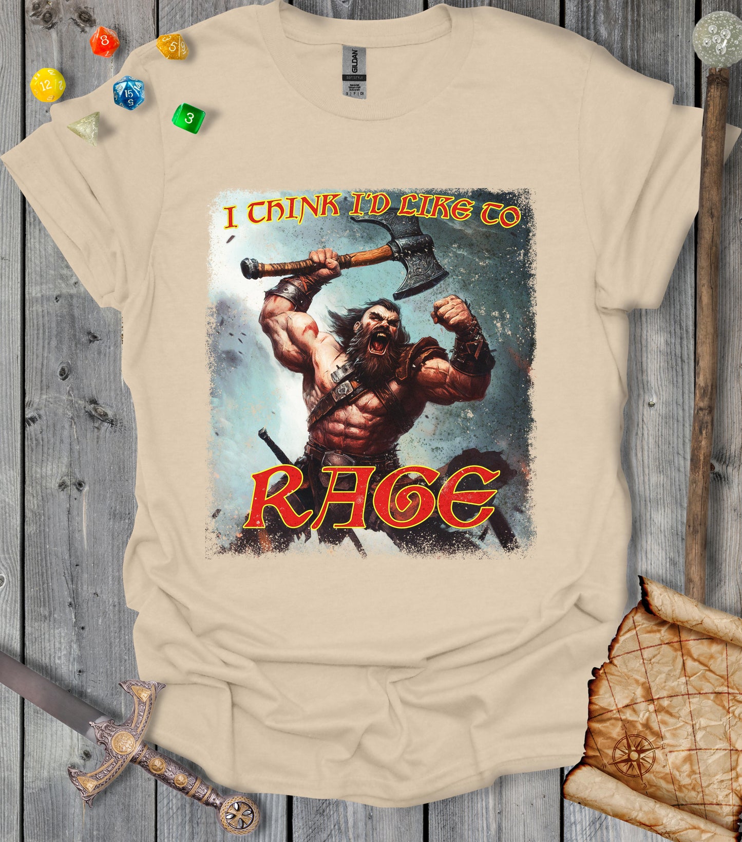 I think I'd like to RAGE - Raging barbarian - T-shirt