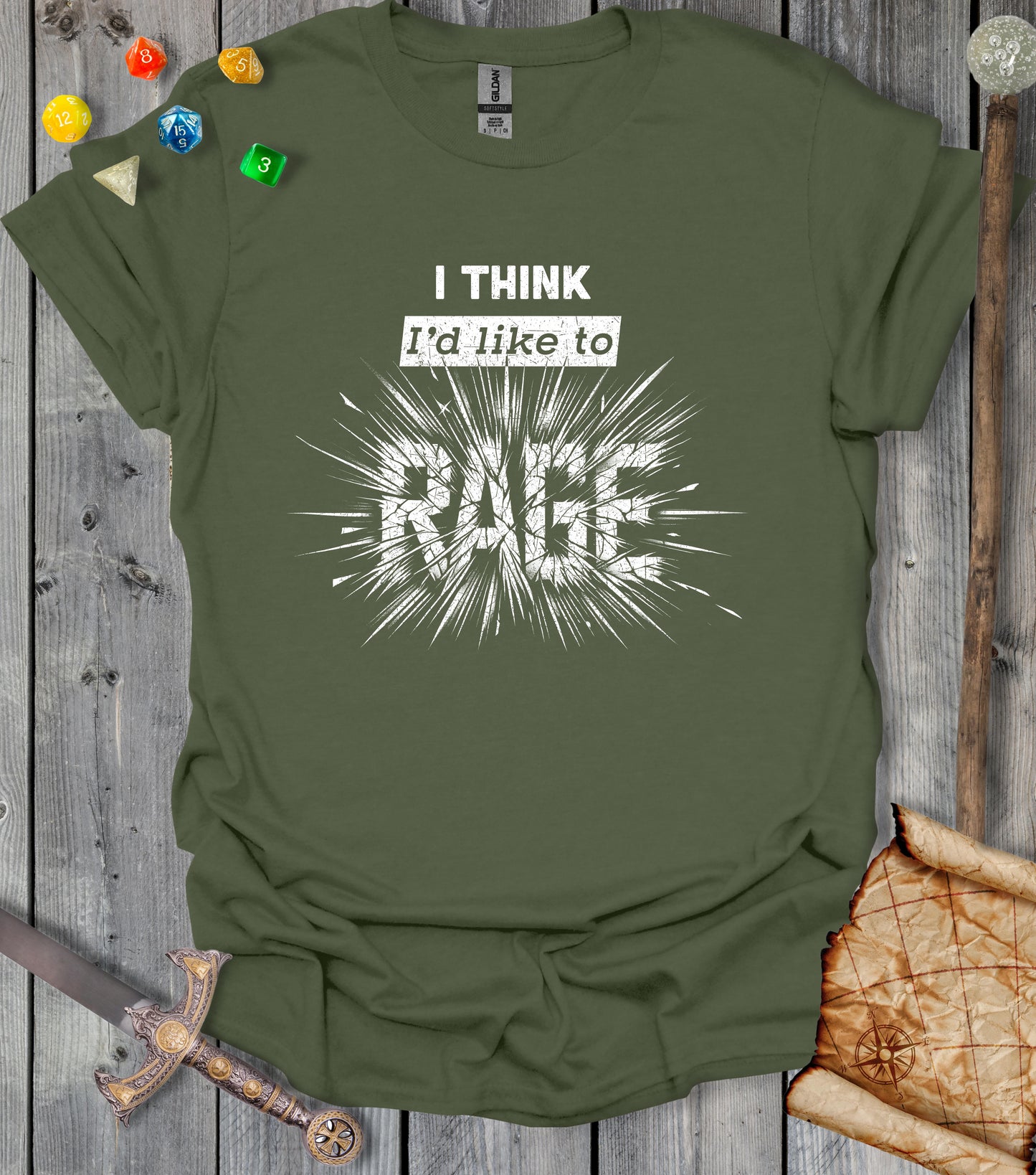 I think I'd like to RAGE - Exploding text - T-shirt