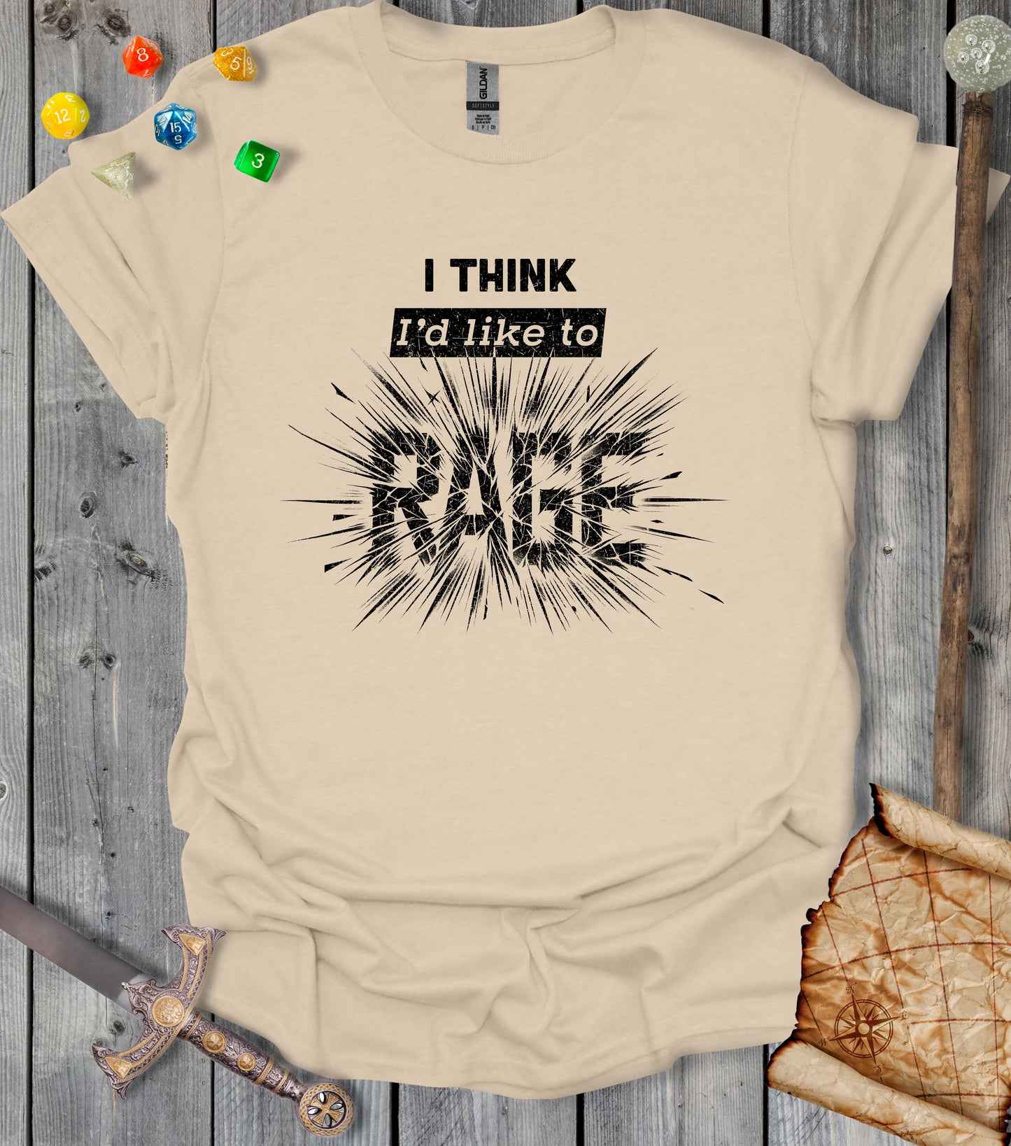 I think I'd like to RAGE - Exploding text - T-shirt