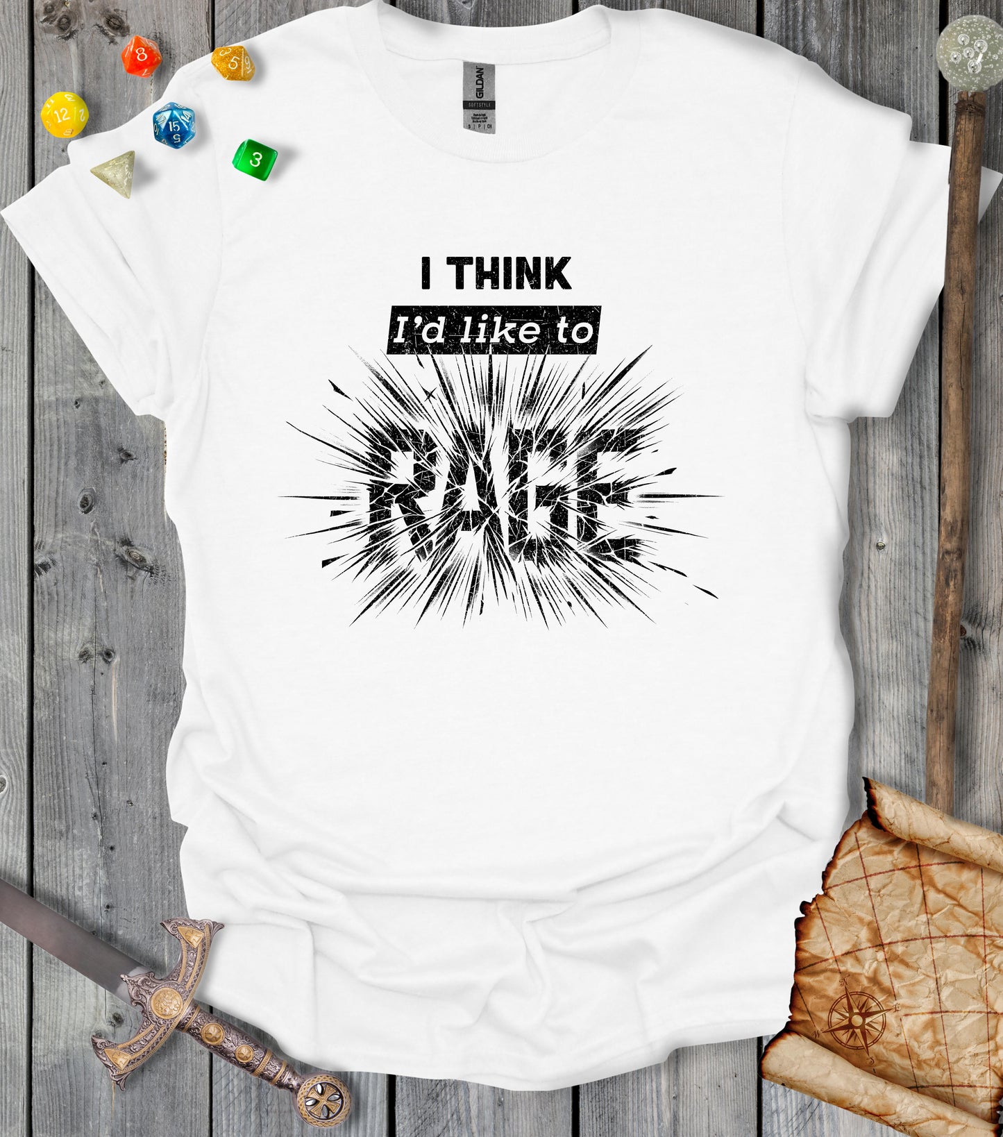 I think I'd like to RAGE - Exploding text - T-shirt