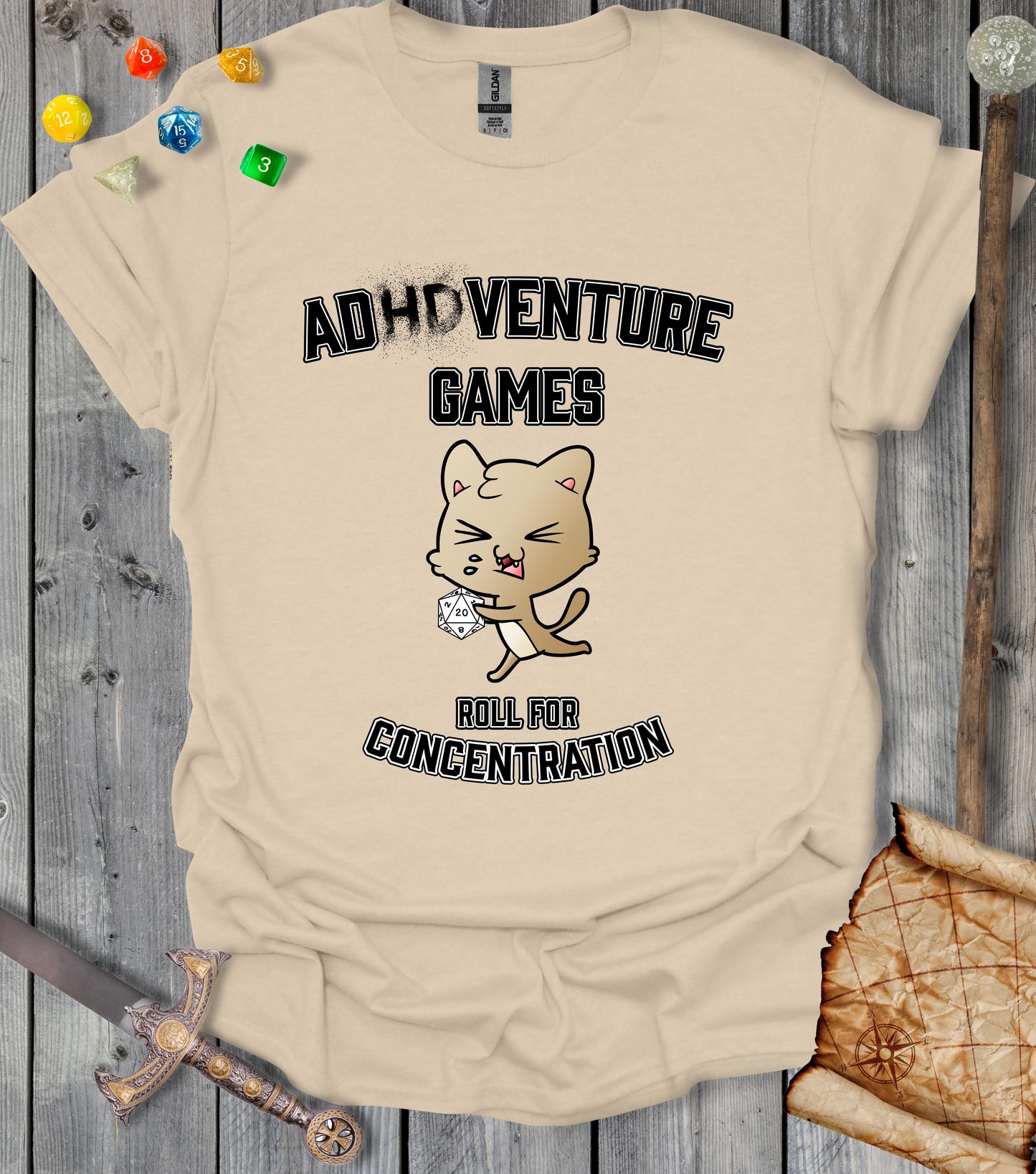 ADHDVenture Games - roll for concentration - T-shirt