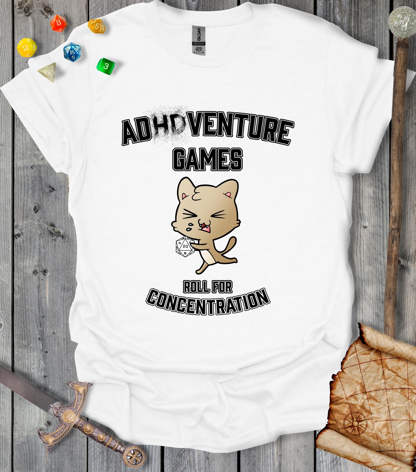 ADHDVenture Games - roll for concentration - T-shirt