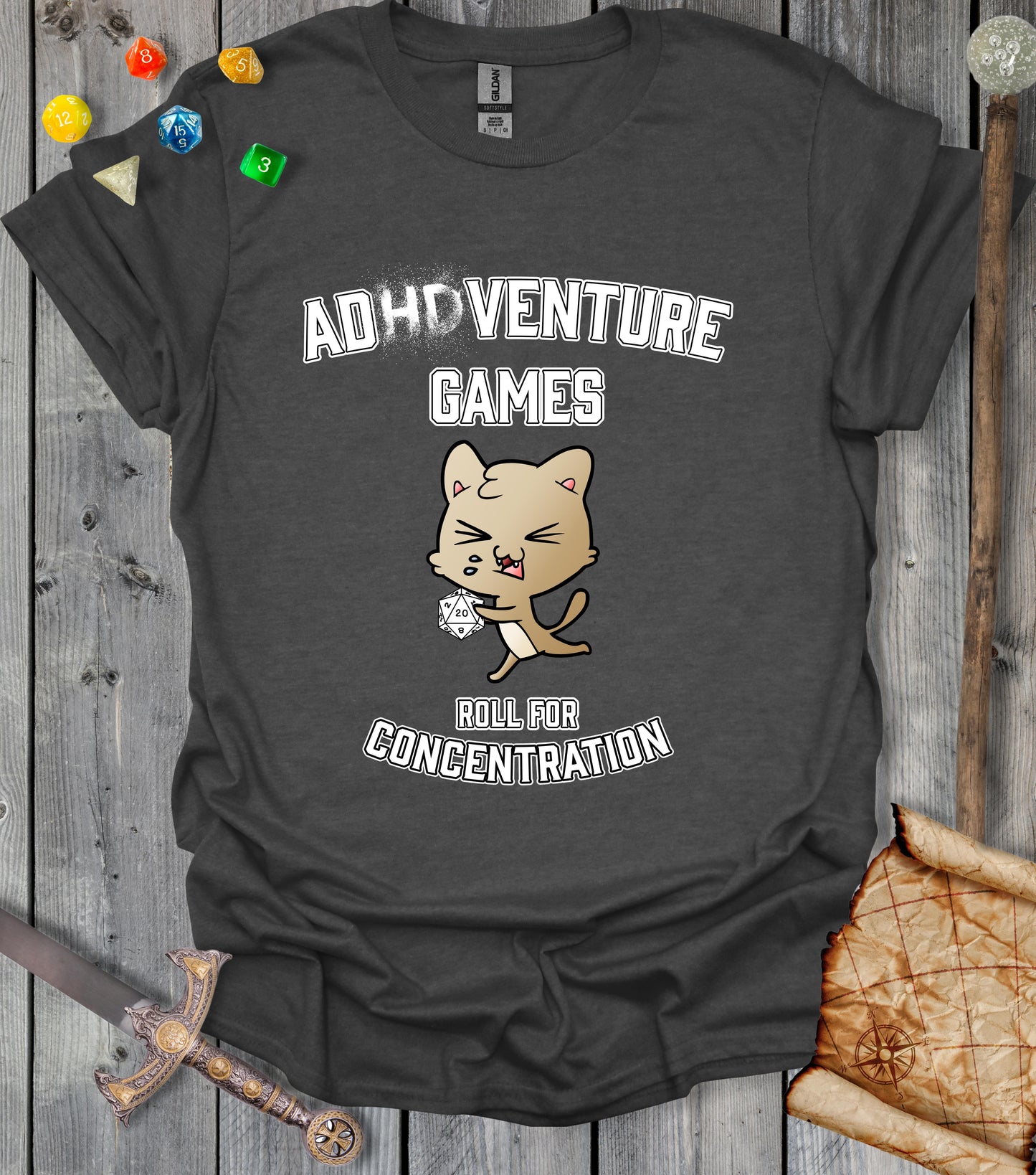 ADHDVenture Games - roll for concentration - T-shirt