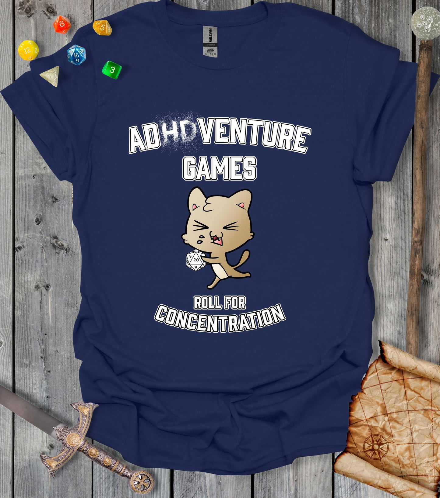 ADHDVenture Games - roll for concentration - T-shirt