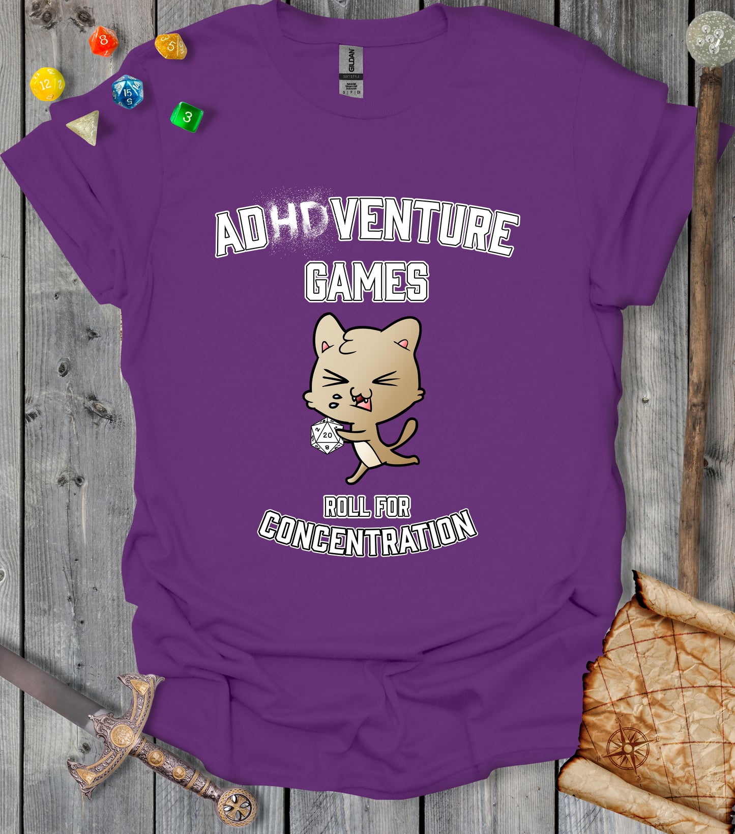 ADHDVenture Games - roll for concentration - T-shirt