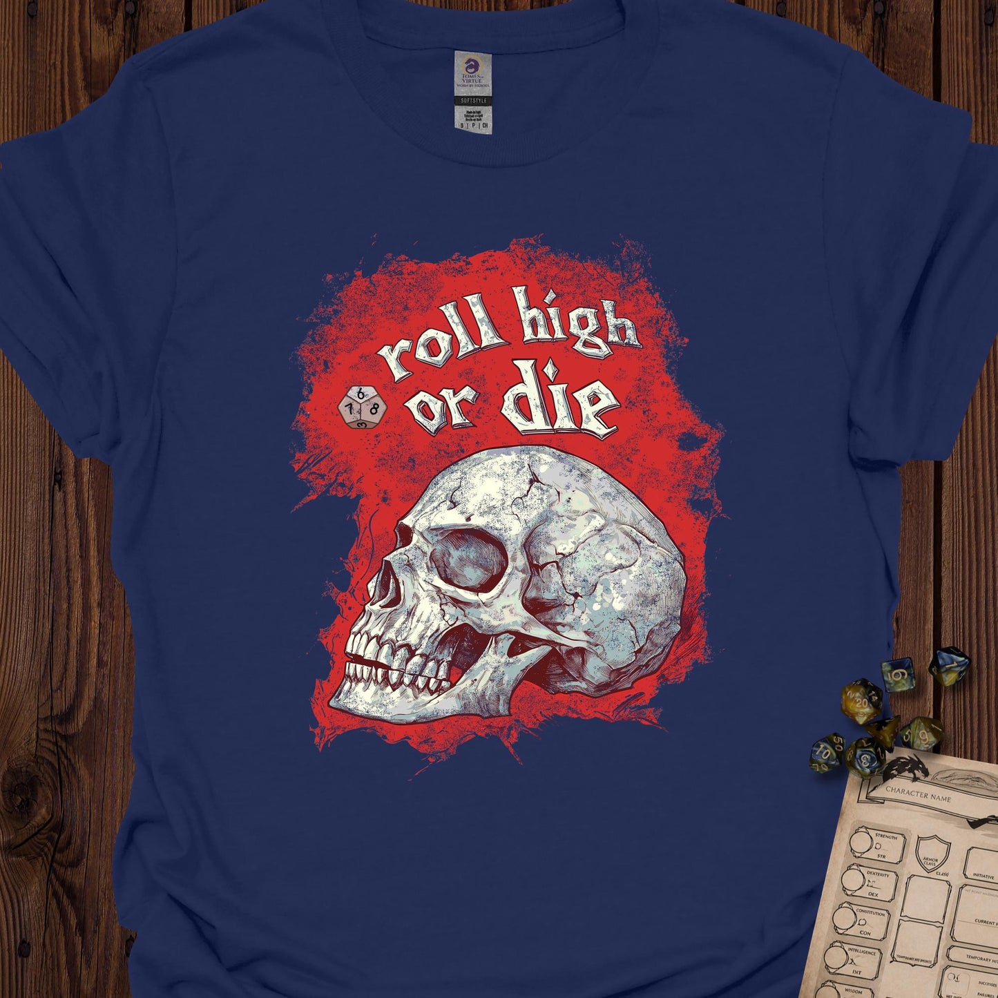 Roll high or die - skull - Navy