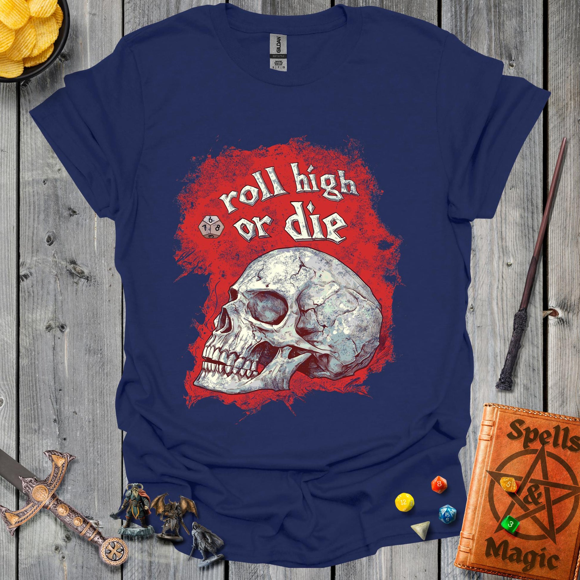 Roll high or die - skull - NavyBlue