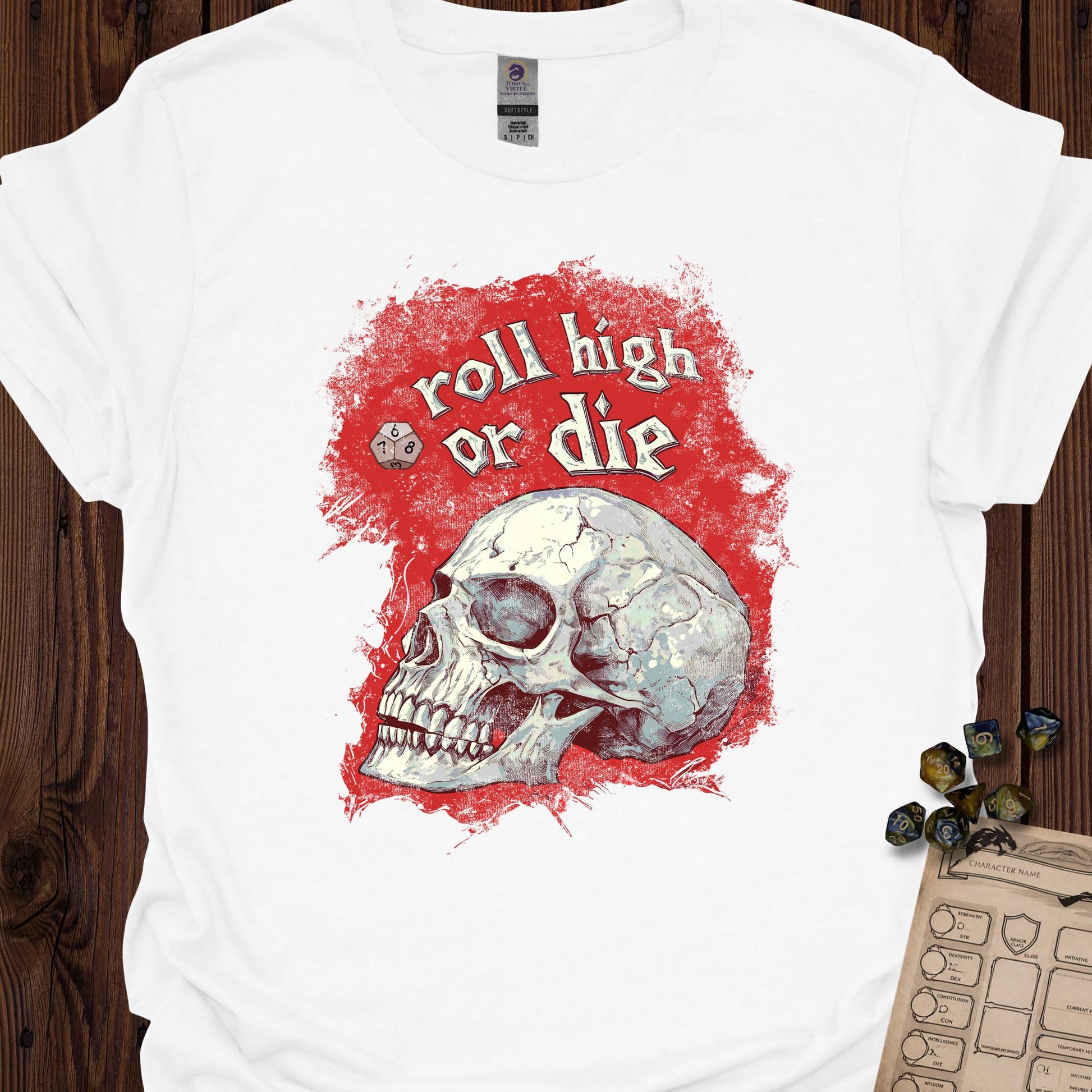Roll high or die - skull - White