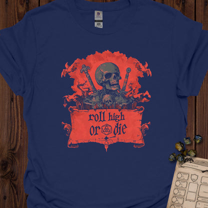 Roll high or die - skull and swords - Navy