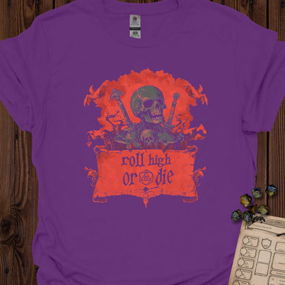 Roll high or die - skull and swords - Purple