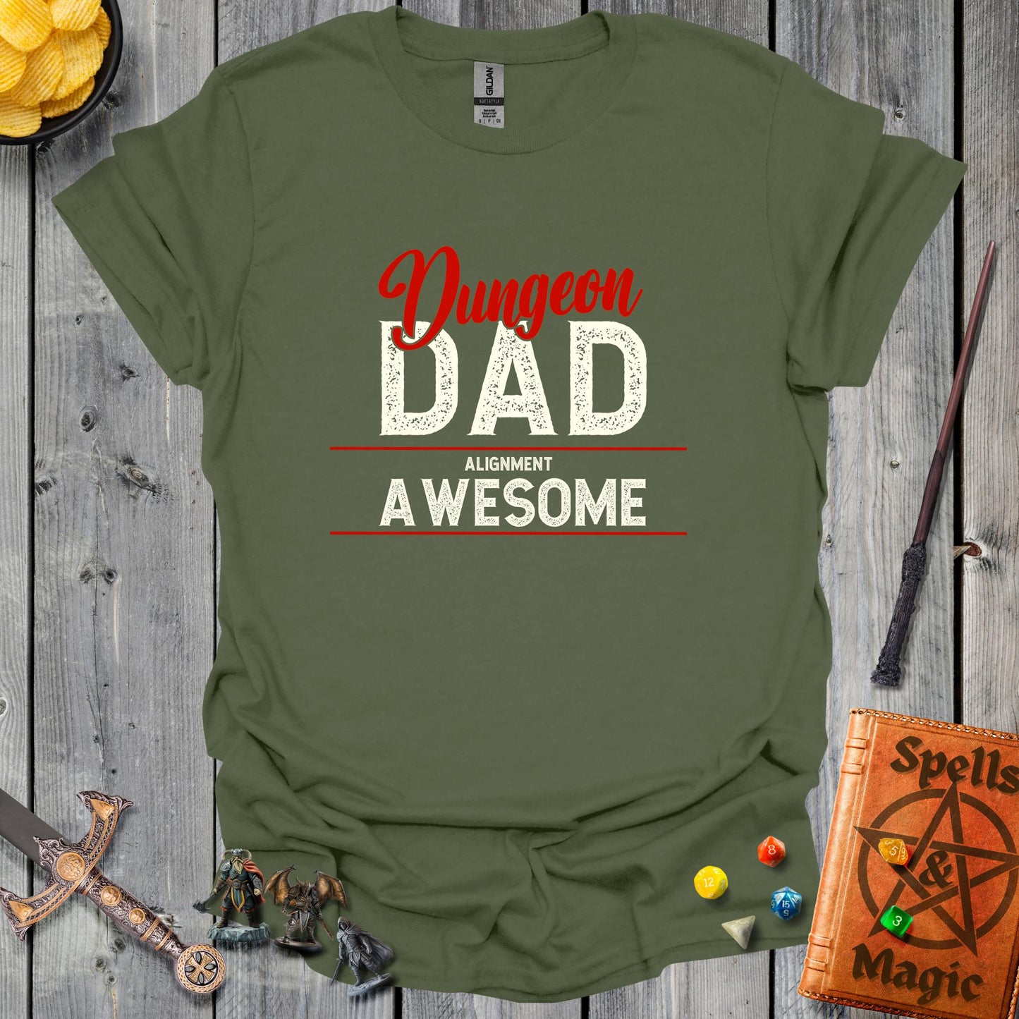 Dungeon Dad Alignment Awesome - MilitaryGreen