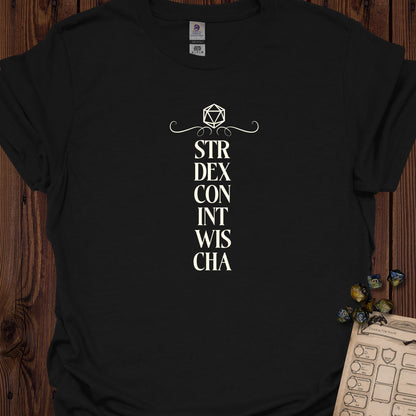 STR DEX CON INT WIS CHA - Black