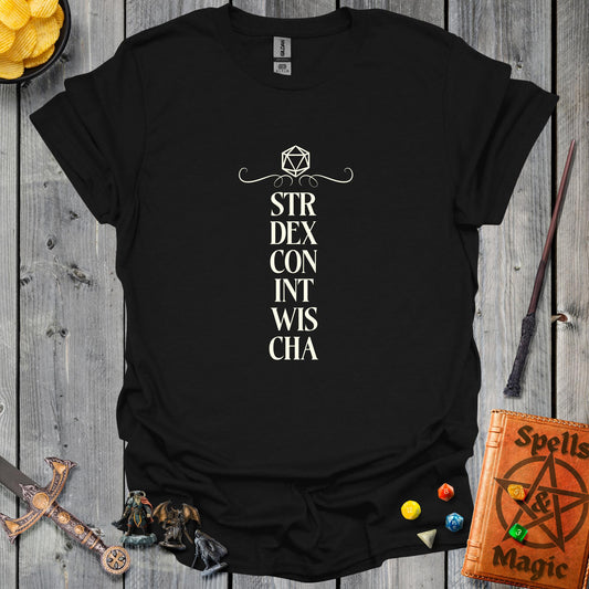 STR DEX CON INT WIS CHA - Black